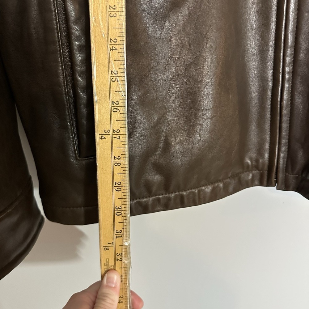 London Fog Brown Leather Zip-Front Jacket - Picture 4 of 8